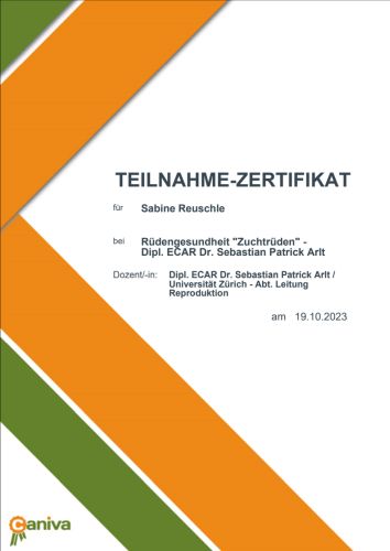Rudengesundheit  Zuchtruden  participation certificate
